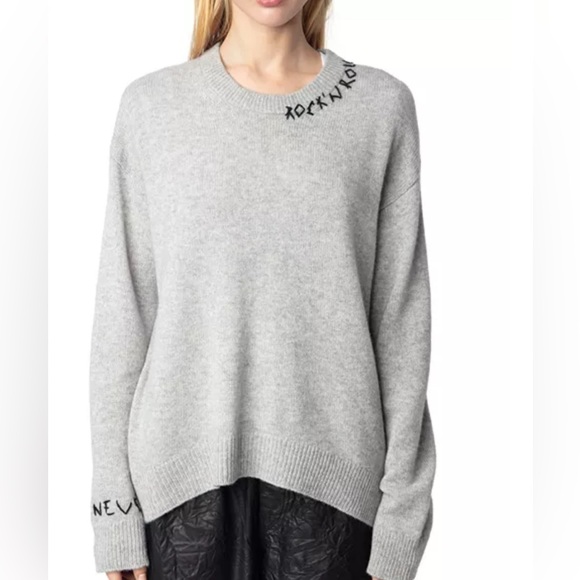 NWT ZADIG & VOLTAIRE MARCUS ROCK ‘N’ ROLL 100% CASHMERE OVERSIZED SWEATER S - Picture 1 of 15